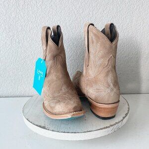 Lane LEXINGTON Womens Cowboy Bootie 9.5 Latte Suede Western Cowgirl Short Boots